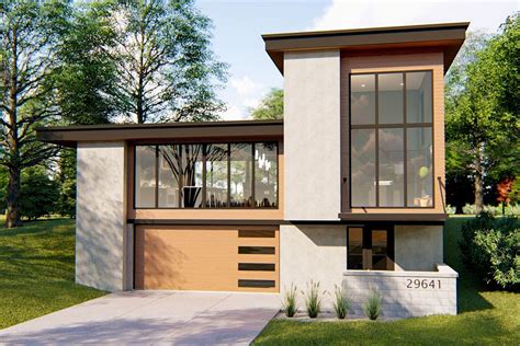 striking modern house plan  courtyard  drive  garage dj architectural