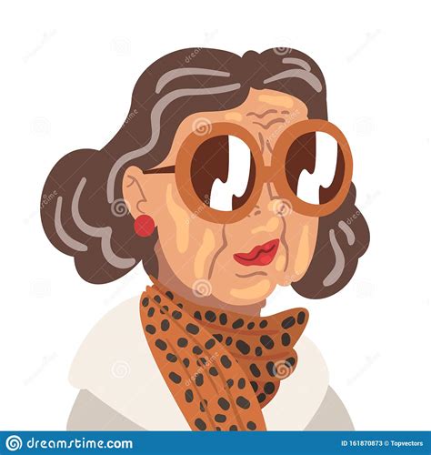 Elegant Senior Woman Beautiful Old Lady Character Wearing Trendy