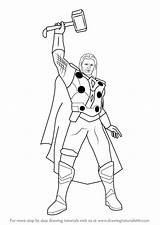Thor Drawing Draw Avengers Step Drawings Tutorials Coloring Cartoon Drawingtutorials101 Pages Learn Kids Superheroes Characters Make Captain Simple Tutorial Getdrawings sketch template