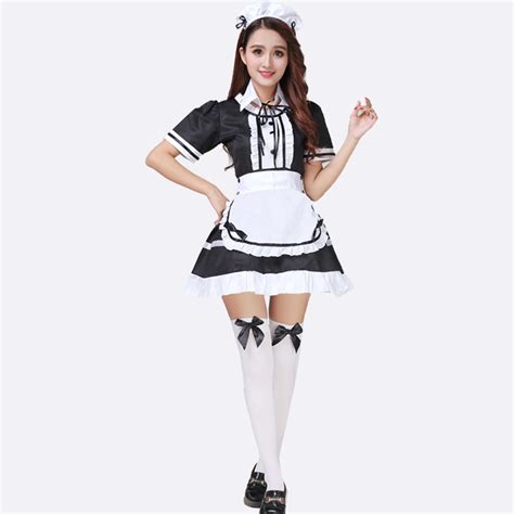 Maid Cosplay Cute Japanese Restaurant Cafe Maid Overalls Classic Black