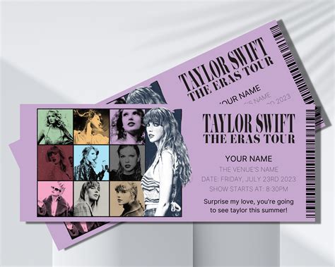 personalizable swift eras  ticket taylor swift concert ticket