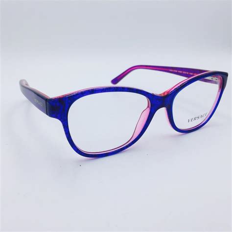 versace rare floral cat eye purple pink blue rx eyeglasses frame 3188