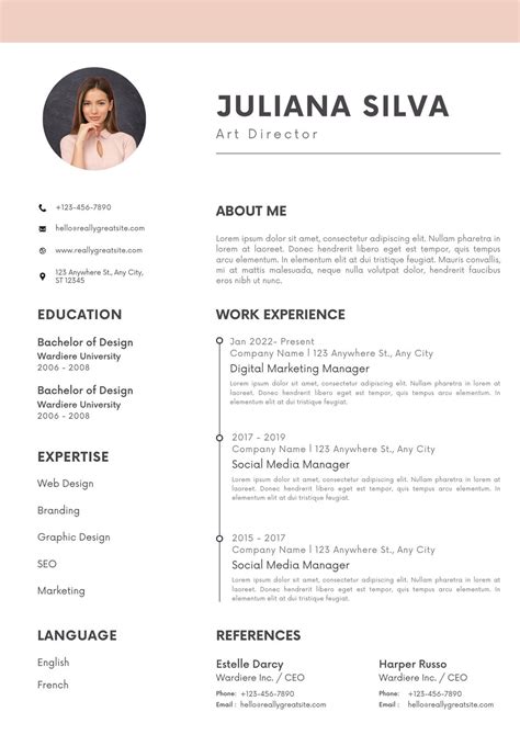 page  printable customizable minimalist resume