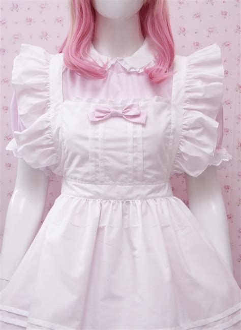 Kawaii Soft Pink Cotton Maid Dress And White Apron In Simple Etsy