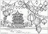 Coloring Chinese Pages Colouring Year China Kids Sheets Pagoda Snake Chine Festival Lanterns Sheet Crafts Temple Japanese Chinois Printable Preschool sketch template