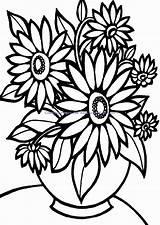 Coloring Pages Flowers Printable Kids Easy Adults Library Clipart Floral sketch template
