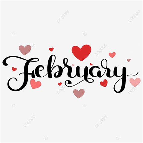 february vector art png  february month text hand lettering
