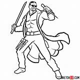 Blade Marvel Drawing Draw Sketchok Step Comics Movies sketch template