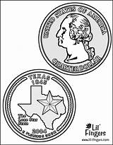 Coloring Quarter Texas State Fingers Lil Pages sketch template