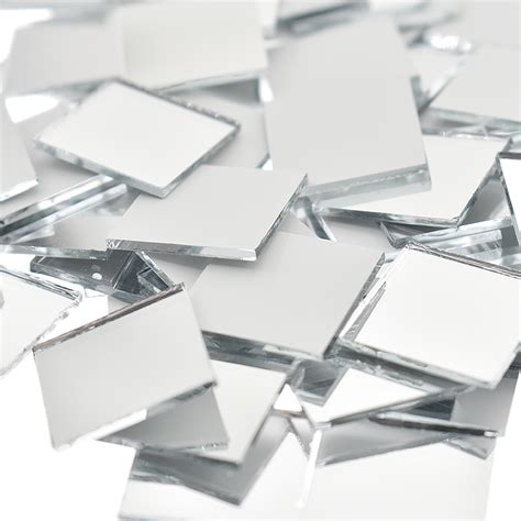 100pcs Mini Square Glass Mirror Mosaic Tiles Diy Wall Artwork Supplies