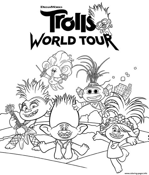 dreamworks trolls  world  coloring page printable