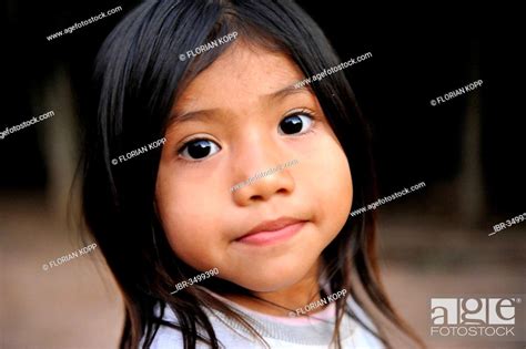 Girl 7 Portrait In The Community Of Mbya Guarani Indians Stock