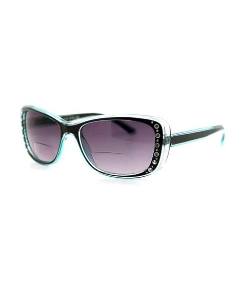 womens bifocal lens sunglasses rhinestone decor rectangular frame