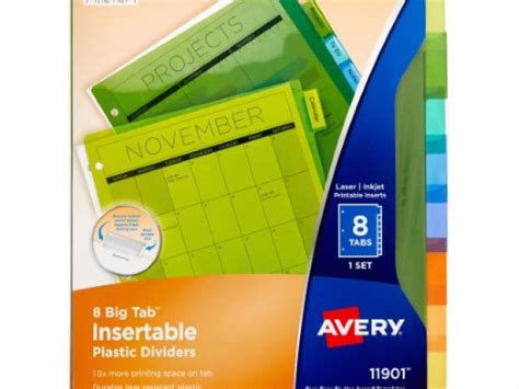 Avery Template 11901 Avery Big Tab Insertable Plastic
