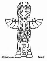 Totem Pole Coloring Pages Poles Drawing Choose Board Coloriage American Indians Native sketch template