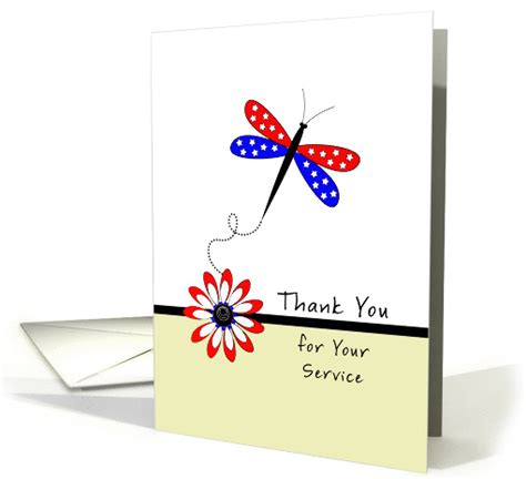 service greeting card  patriotic dragonfly card