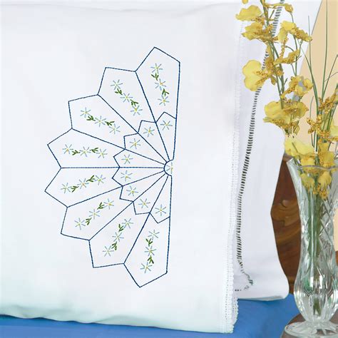 jack dempsey needle art  daisy spray embroidery pillowcases