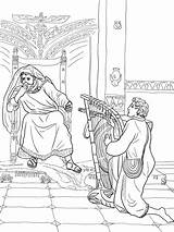 Saul Harp Davi Arpa Tocando Bibel Spares Ausmalbild Dibujos König давид sketch template