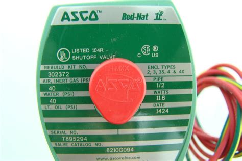 asco red hat ii solenoid valve coil class  vdc     joseph fazzio incorporated