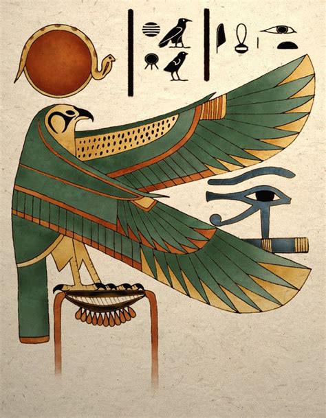 Ancient Egyptian Art Print Horus Falcon Wall Decor