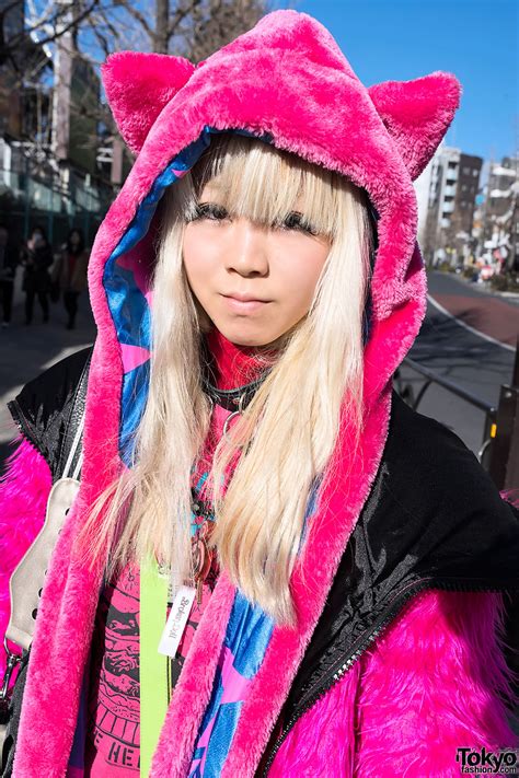 Pink Harajuku Look W Monster Hoodie Furry Leg Warmers
