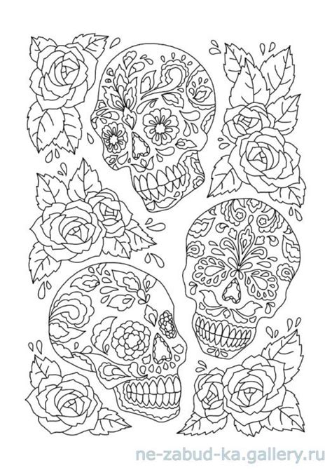 images  sugar skulls day   dead coloring pages