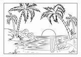 Coloring Pages Sunset Printable Sheets Choose Board Beach sketch template