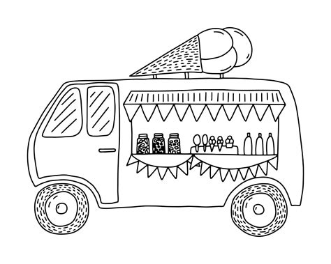 ice cream truck coloring page cute food van  ice cream