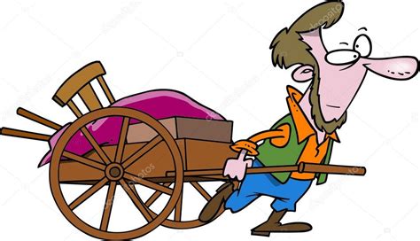 cartoon amish man pulling cart stock vector  ronleishman