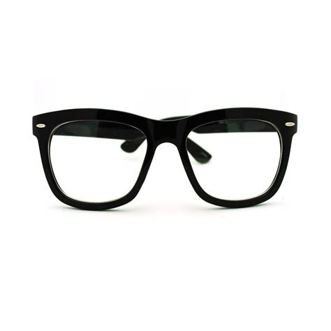 Clear Lens Eyeglasses Oversized Thick Square Frame Nerdy Glasses Black