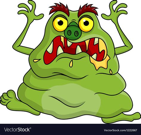 ugly green monster cartoon royalty free vector image