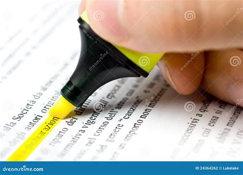 hand  writes   highlighter   paper stock photo image