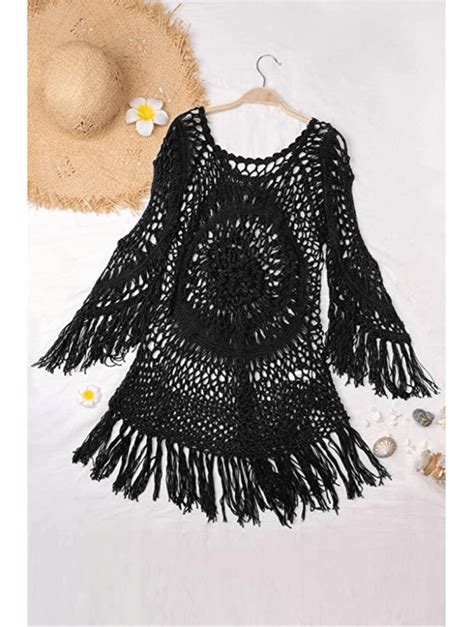 cupshe boho crochet swimsuit cover up is surprisingly slimming
