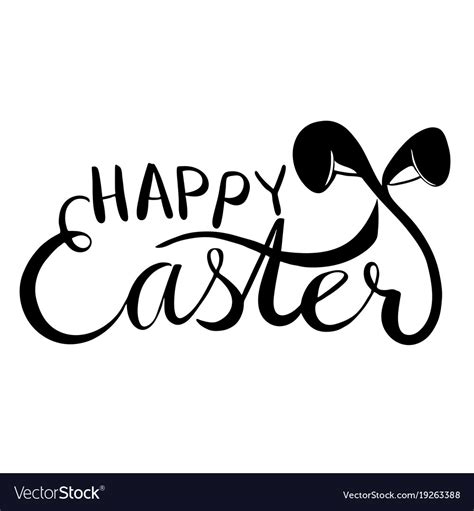 happy easter words  bunny ears royalty  vector image