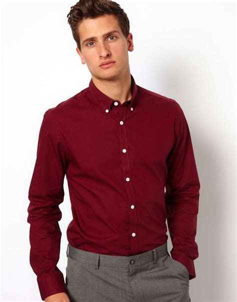 mens burgundy button  shirt artee shirt