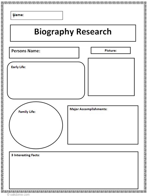 biography research graphic organizer teaching social studies teaching