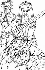 Dead Walking Coloring Pages Line Michonne Zombie Ojeda Deviantart Book Sheets Adult Getcolorings Colouring Choose Board sketch template