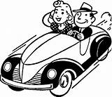 Car Drive Clipart Cars Driving Sunday Vintage Retro Clip Couple Graphics Classic Cliparts Cartoon Just Old Speeding Vehicles Illustration Hitched sketch template