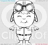 Pilot Aviator Cartoon Clipart Boy Happy Outlined Coloring Vector Thoman Cory Clip sketch template