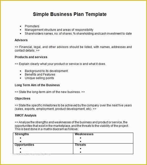 simple business plan template    basic business plan template