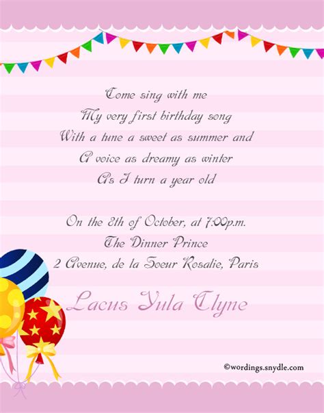 st birthday party invitation wording wordings  messages