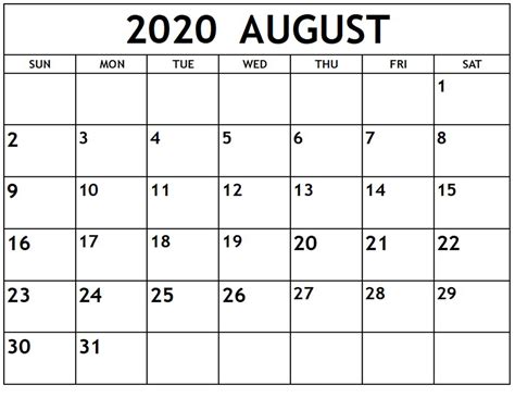 blank printable august calendar printable world holiday