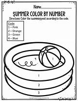 Summer Color Number Worksheets Swimming Preschool Pool Printable Theme Comment Leave Keeper Memories sketch template
