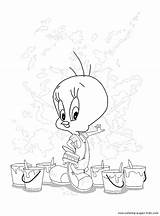 Coloring Pages Tweety Cartoon Color Character Printable Paints Wall Sea Under Kids Sheets Back sketch template