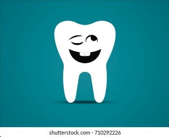 winking happy smiling tooth simple vector stock vector royalty