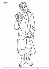 Baba Shirdi Drawingtutorials101 Hindu Coloring sketch template