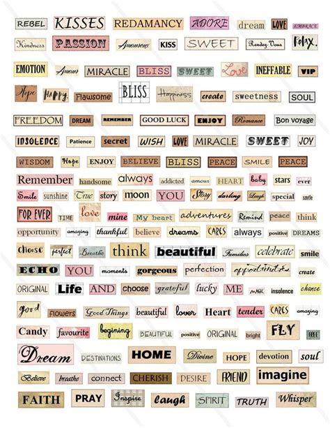 printable phrases words quotes kit digital collage sheet inspirational