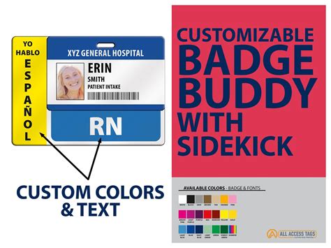 custom badge buddy  sidekick plastic card color  text etsy