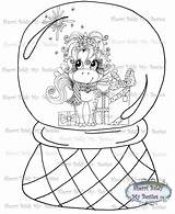 Magical Baldy Digi Besties Nutcracker Sherri Unicorn Globe Stamp Instant Winter Artist sketch template