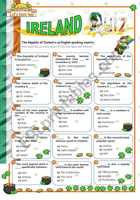 irish trivia questions  answers printable